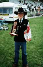 Andrew winning the Junior Herdsperson, Southland Royal A & P, 1999, aged 13 years.